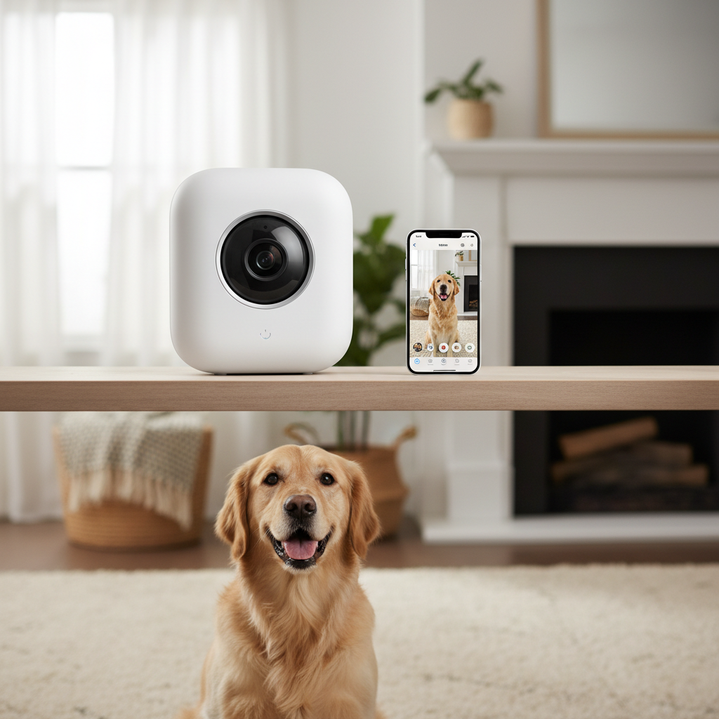 Rocket Roz Smart Pet Camera in a cozy home setting